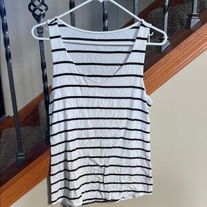 a new day Black and White Striped Tank Top